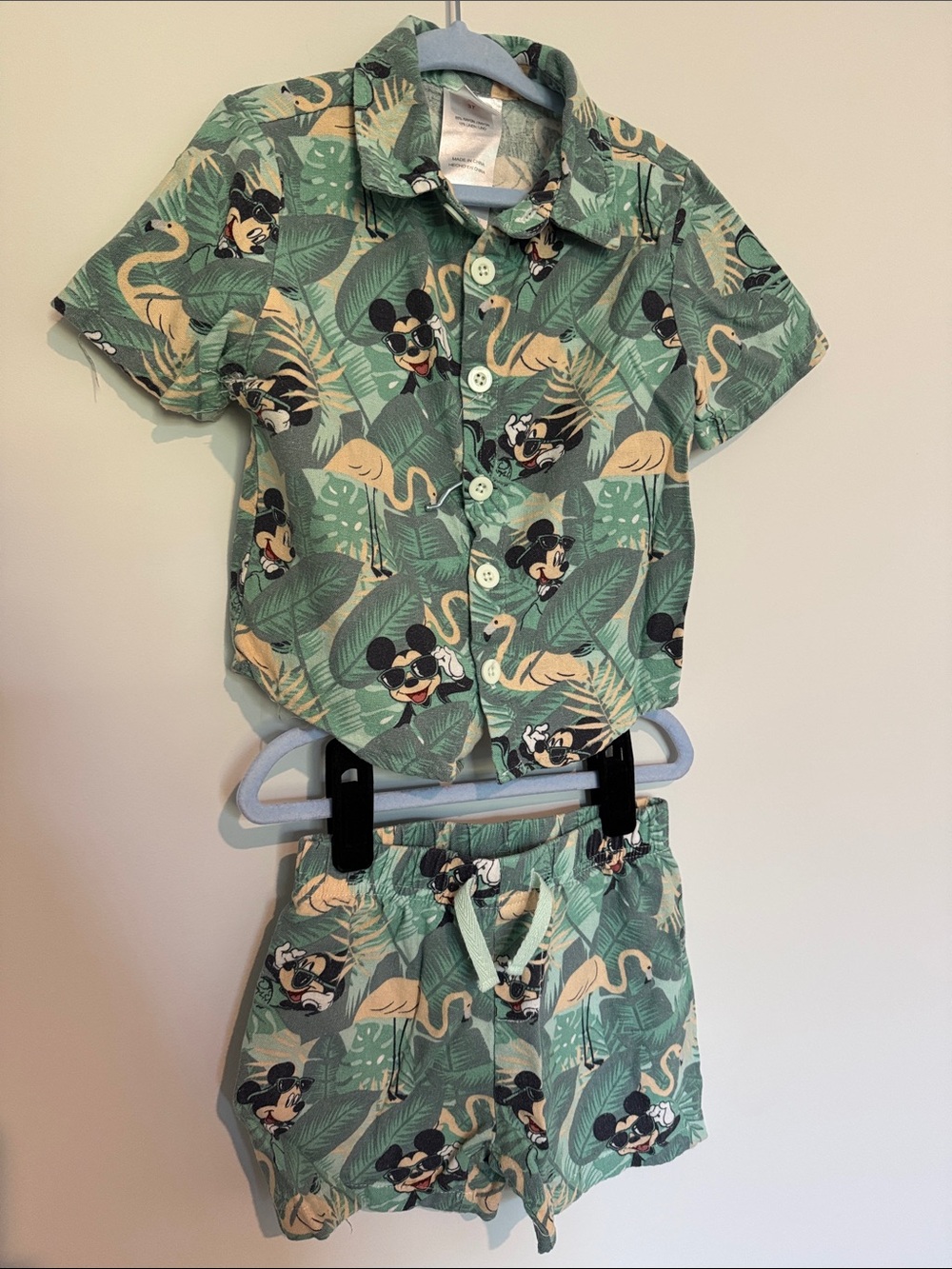 Disney Kids Green Tropical Short Mickey Set 3T Boys
